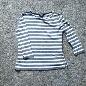 Ellen tracy grey and white striped top